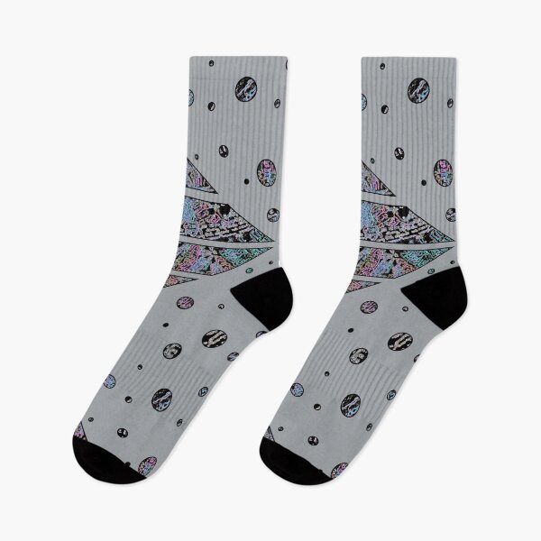 Item preview, Geometric Pastel Neon Word Pyramid Planets Stars (Grey) designed and sold by thecakelin.