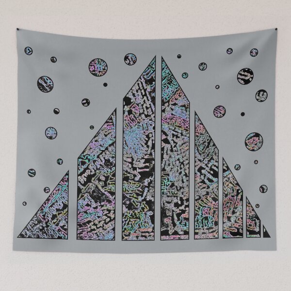 Item preview, Geometric Pastel Neon Word Pyramid Planets Stars (Grey) designed and sold by thecakelin.
