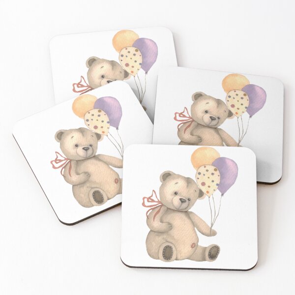 Item preview, Watercolor illustration of a teddy bear with a balloon designed and sold by Oleksandra Yurchenko.