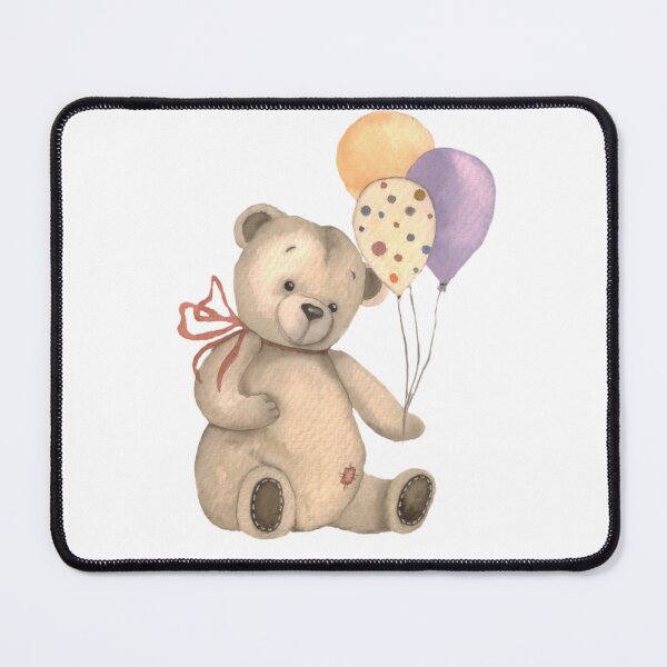 Item preview, Watercolor illustration of a teddy bear with a balloon designed and sold by Oleksandra Yurchenko.