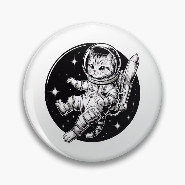 Item preview, Space Cat Black and White Illustration Cats-tronaut designed and sold by WatermelonPink.