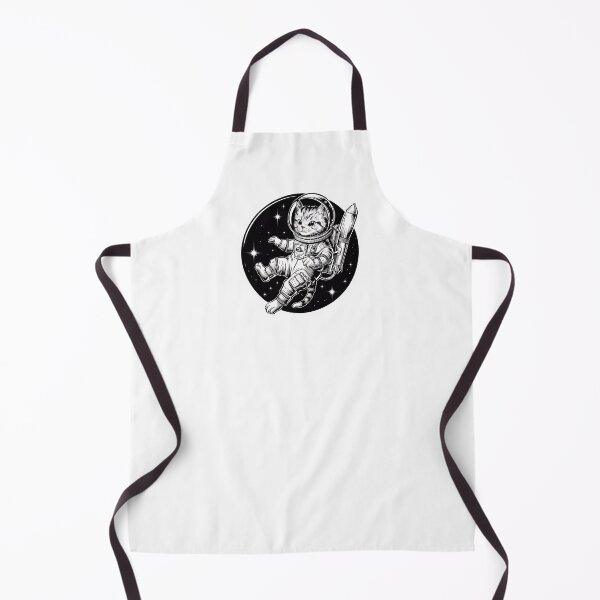 Item preview, Space Cat Black and White Illustration Cats-tronaut designed and sold by WatermelonPink.