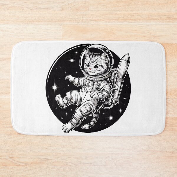 Item preview, Space Cat Black and White Illustration Cats-tronaut designed and sold by WatermelonPink.