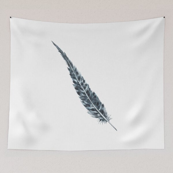 Item preview, Watercolor monochrome bird feather grey black color, real wings. Hand drawn sticker designed and sold by BartolArt.