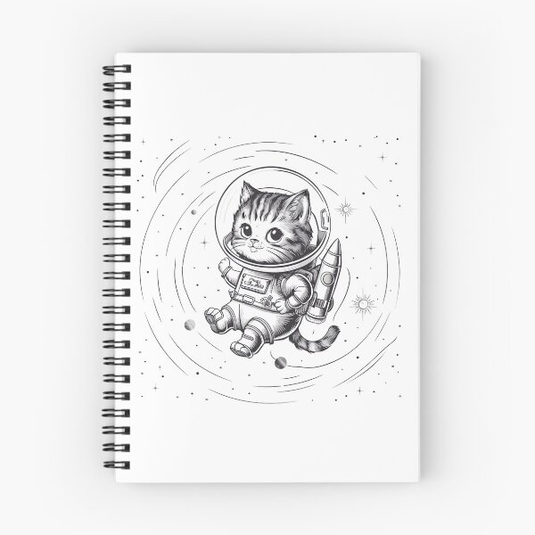 Item preview, Gato Lindo Astronauta Flotando En El Espacio Diseño Monocromo designed and sold by WatermelonPink.