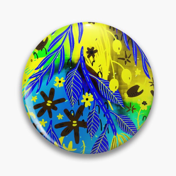Item preview,  Patrón impresionante aleatorio de frutas, hojas y flores (amarillo, azul) designed and sold by Pattern Hub.