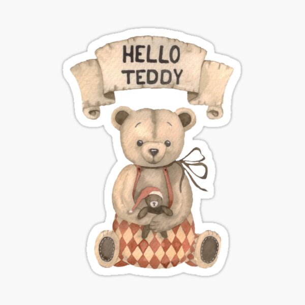 Item preview, Watercolor illustration of a teddy bear with a toy designed and sold by Oleksandra Yurchenko.