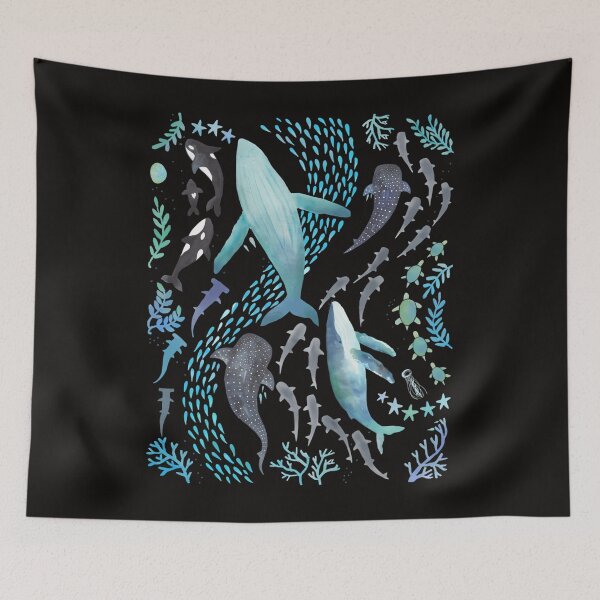 Item preview,  Sharks Humpback Whales Orcas  Turtles Ocean Play Print designed and sold by SAMANTHAGEDON.