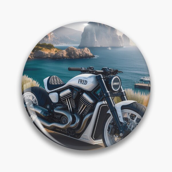 Item preview,  Custom Motorcycle Parked Near A Beautiful Coastline designed and sold by MicheleSchneide.