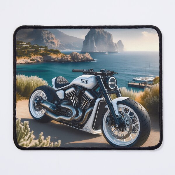 Item preview,  Custom Motorcycle Parked Near A Beautiful Coastline designed and sold by MicheleSchneide.