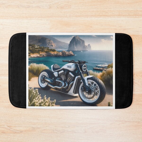 Item preview,  Custom Motorcycle Parked Near A Beautiful Coastline designed and sold by MicheleSchneide.