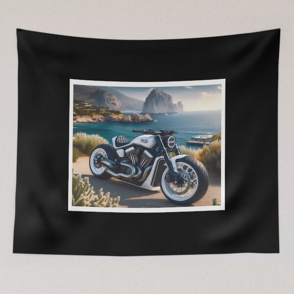 Item preview,  Custom Motorcycle Parked Near A Beautiful Coastline designed and sold by MicheleSchneide.
