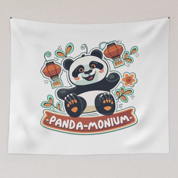 Item preview, Panda-monium - Playful Panda & Chinese Lanterns designed and sold by NiftyWrx.