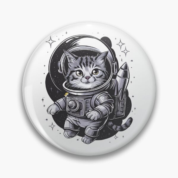 Item preview, Cute Space Cat Astronaut illustration Monochrome Artwork designed and sold by WatermelonPink.