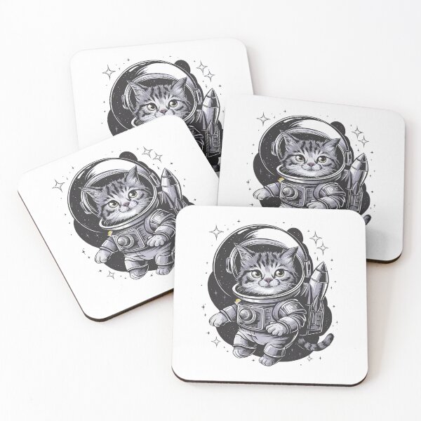 Item preview, Cute Space Cat Astronaut illustration Monochrome Artwork designed and sold by WatermelonPink.