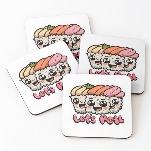 Item preview, Cute Sushi Set with 'Let's Roll' Quote designed and sold by NiftyWrx.