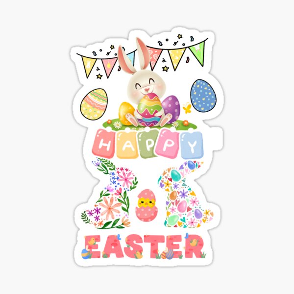 Item preview, Happy Easter rabbit and easter egg No.8 designed and sold by DigiArtNDesign.
