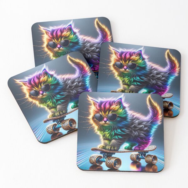 Item preview, Neon Skater Purrfection   designed and sold by Sienna Hamilton-Katene.