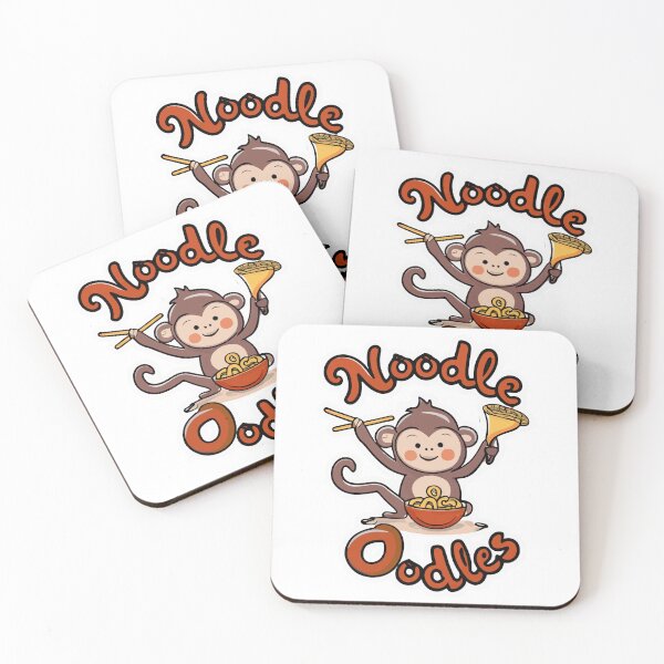 Item preview, Playful Monkey With Noodles 'Noodle Oodles' Cartoon Art designed and sold by NiftyWrx.