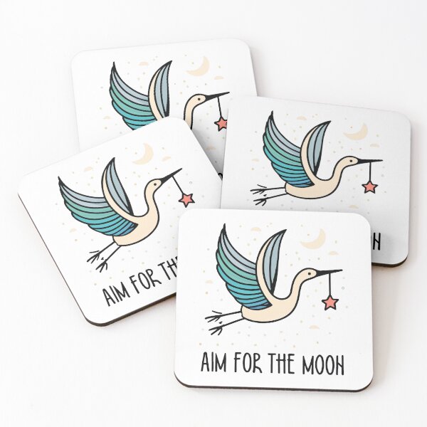 Item preview, Elegant Crane and Moon - Aim for the Moon Quote Design designed and sold by NiftyWrx.