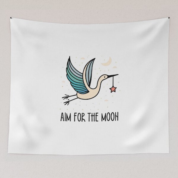 Item preview, Elegant Crane and Moon - Aim for the Moon Quote Design designed and sold by NiftyWrx.