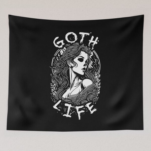 Aperçu de l'œuvre Protrait De Fille Gothique A Tête de Mort - Goth Life créée et vendue par TMBTM.
