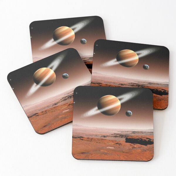 Item preview, Fantasy Art Mars surface with Saturn and Earth design designed and sold by Jt41.