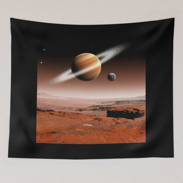 Item preview, Fantasy Art Mars surface with Saturn and Earth design designed and sold by Jt41.