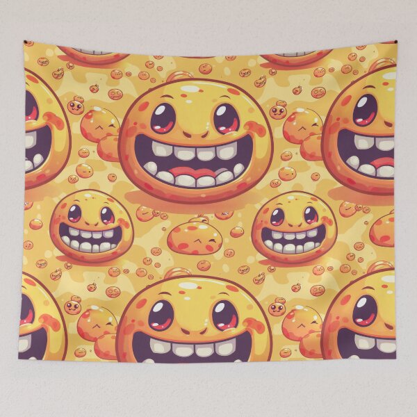Item preview, Gleeful Orange Bubbles with Smiling Faces designed and sold by PICbyFemke.