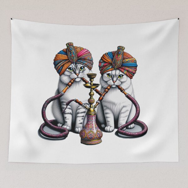 Item preview, Cute Pair of Purr-Sian Hoo-kats On a Hookah Pipe designed and sold by HippieFarms11.