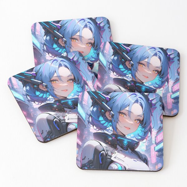 Item preview, Futuristic Anime Girl Portrait with Electric Blue Hair designed and sold by PixiAnime.
