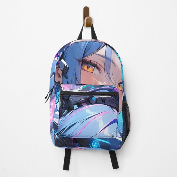 Item preview, Futuristic Anime Girl Portrait with Electric Blue Hair designed and sold by PixiAnime.