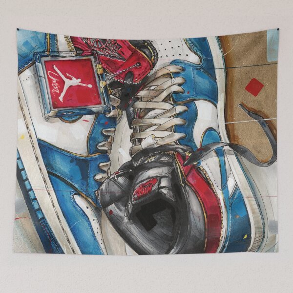 Item preview, Jordan Union blue toe art designed and sold by GalleryKauffeld.