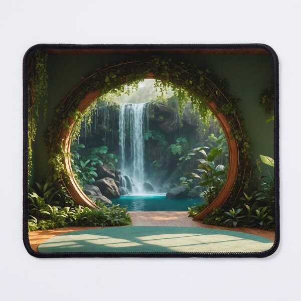 Item preview, Yoga studio with waterfall designed and sold by DreamlifeBackgrounds.