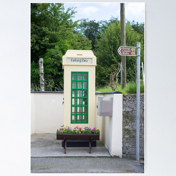 Ireland Photography, Green Phone Box, Telefon Box, Irish Telephone,  Vintage, Ireland Print, Irish Decor, Travel Photo, Brick Red, Wall Art 