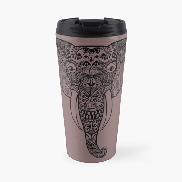 Zentangle Elephant Design Travel Mug