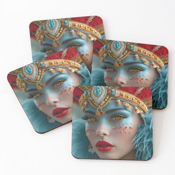 Item preview, Woman with colorful carnival headpiece designed and sold by Artessie.