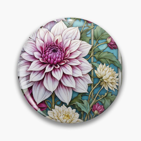 Item preview, Art Nouveau Inspired Dahlia Flowers designed and sold by Petalandfur.