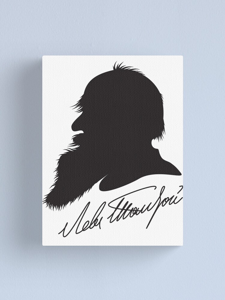 Alternate view of Leo Tolstoy profile portrait and signature Canvas Print
