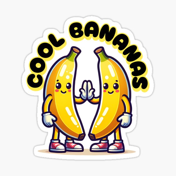 Two cool bananas smiling and high fiving each other