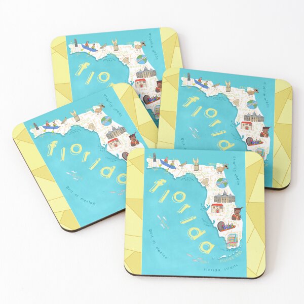 Item preview, Florida Illustrated Map With Icons By Artist Carla Daly designed and sold by Carla Daly.