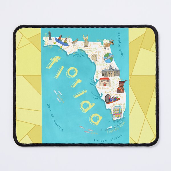 Item preview, Florida Illustrated Map With Icons By Artist Carla Daly designed and sold by Carla Daly.