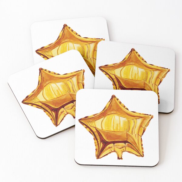 Item preview, Balloon in the shape of a yellow star, gold ball, digital watercolor designed and sold by Nastasiakhmnk.
