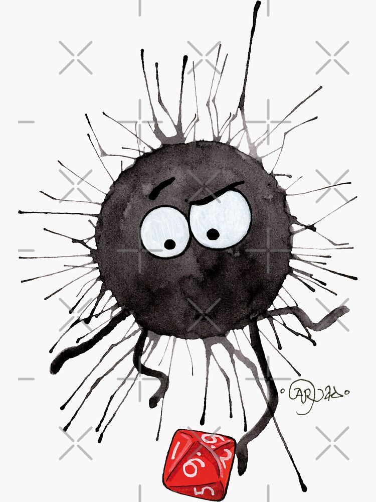 Thumbnail 3 of 3, Sticker, Black Puffball with RPG dice designed and sold by CaryadArtwork.
