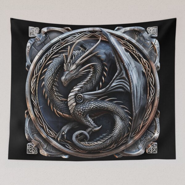 Item preview, Stunning dragon fantasy style, stone engraving designed and sold by MojennEditions.