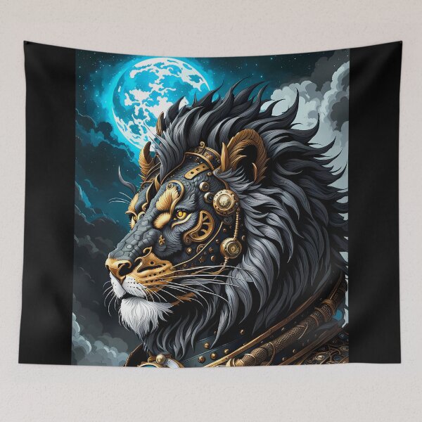 Item preview, Steampunk Black Lion Portrait, Ai Generated Art  designed and sold by ACC .