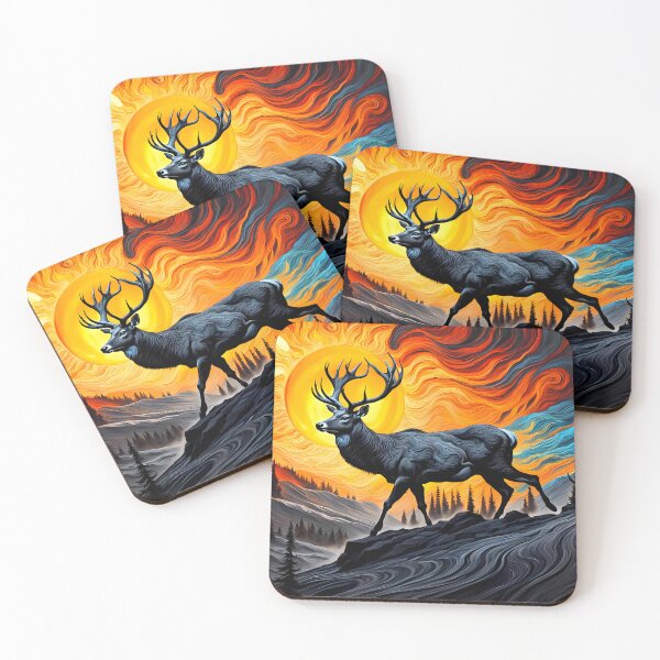 Item preview, Deer Against Swirling Sun, Ai Generated Art  designed and sold by ACC .