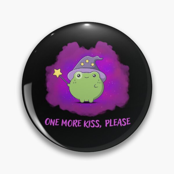 Item preview, Wizard frog wants more Kiss - Cute Kawaii Frog  designed and sold by ButtonBonanza.