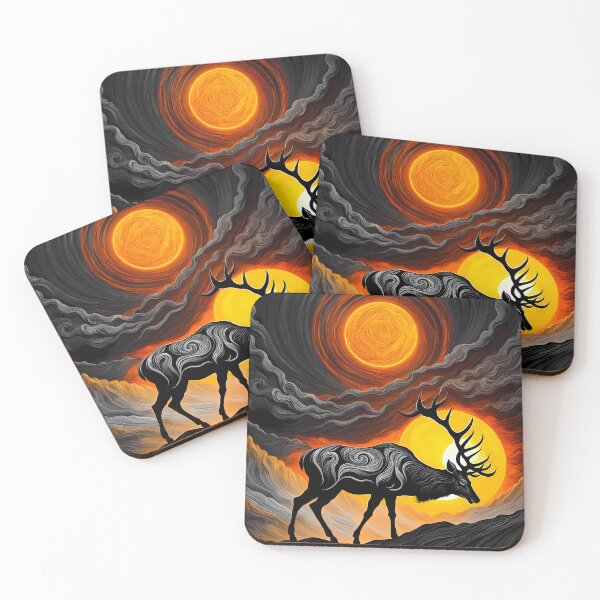Item preview, Deer Against a Swirling Sun, Ai Generated Art  designed and sold by ACC .