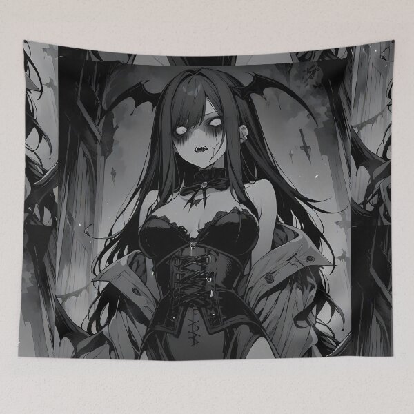 Item preview, Creepy Anime Girl Monochrome Gothic Corset Scary Jacket designed and sold by PixiAnime.
